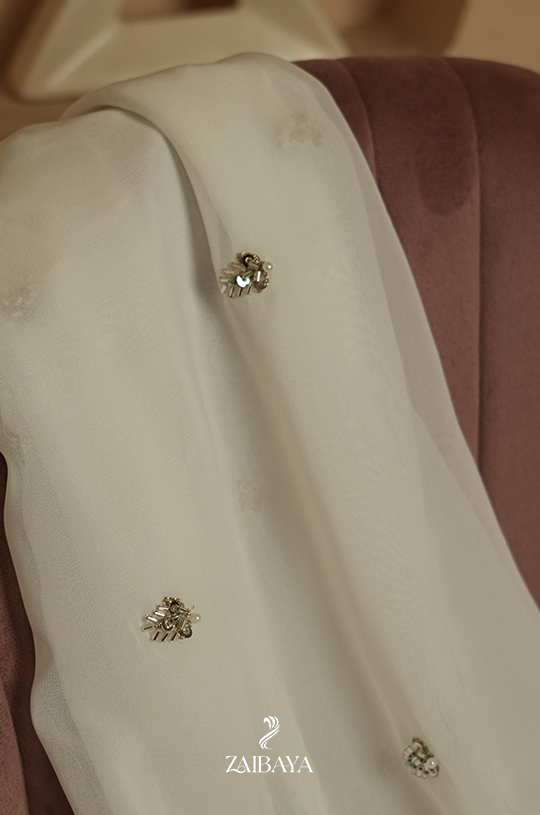 Elegant Leaf Hijab (White)